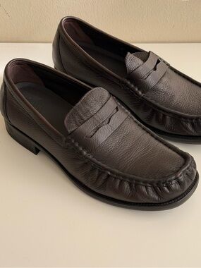 Zara Men's Dark Brown Leather Penny Loafers